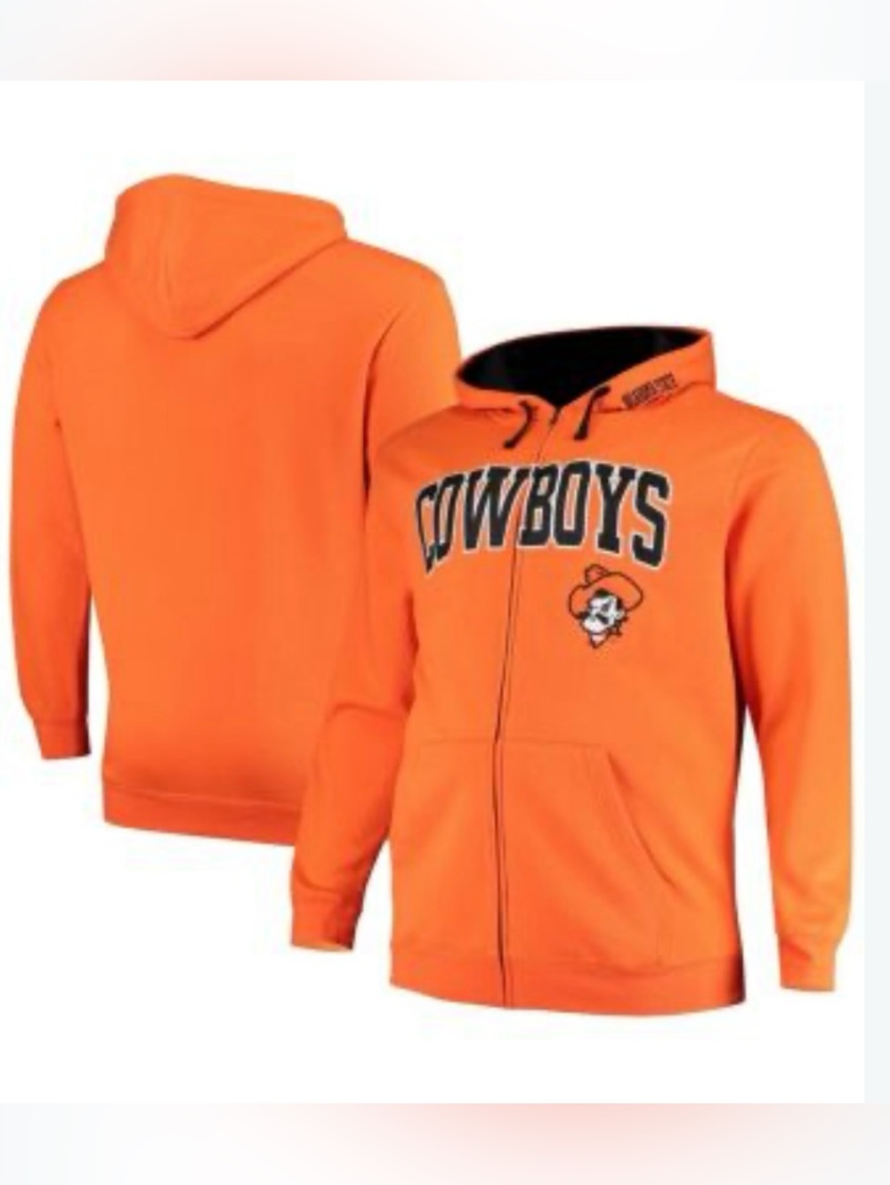 Orange Oklahoma State Cowboys Full Zip Up Hoodie, Size XL